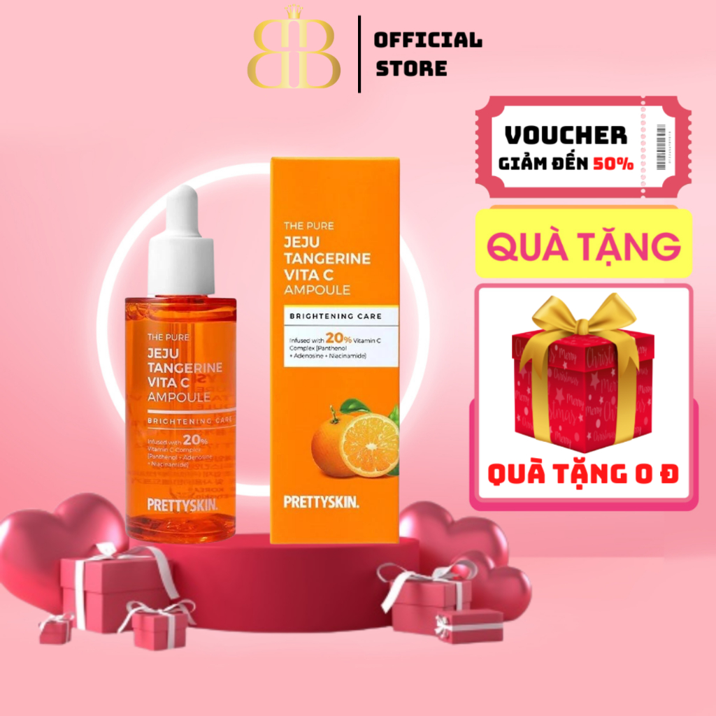 Tinh Chất Serum The Pure Jeju Tangerine Vita C Ampoule PRETTY SKIN, Phục hồi, Cấp Ẩm & Sáng Da - 52ml