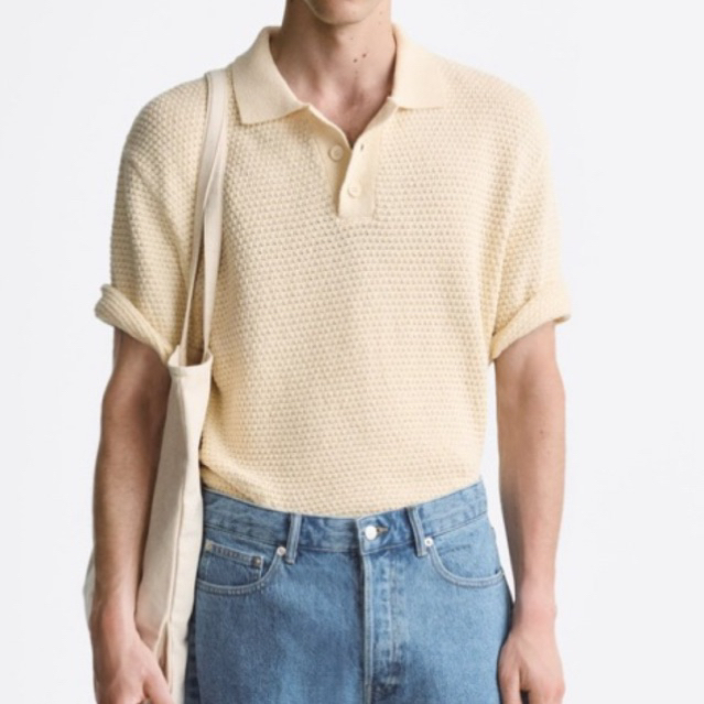 Áo polo nam Zara authentic CROCHET KNIT size M