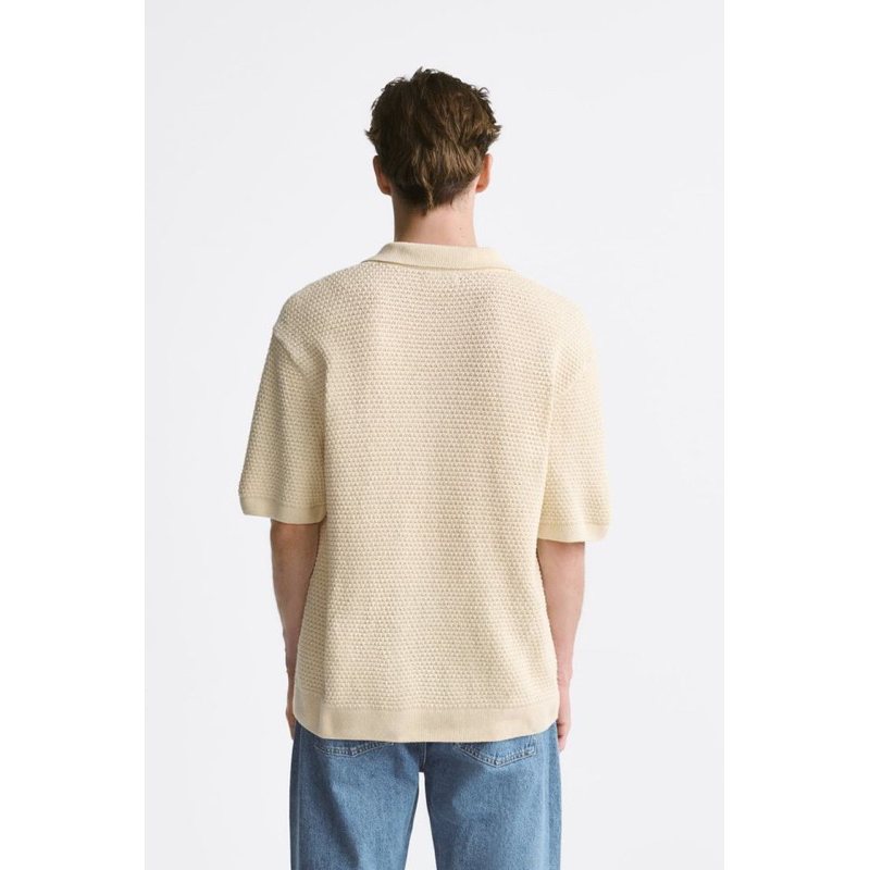 Áo polo nam Zara authentic CROCHET KNIT size M