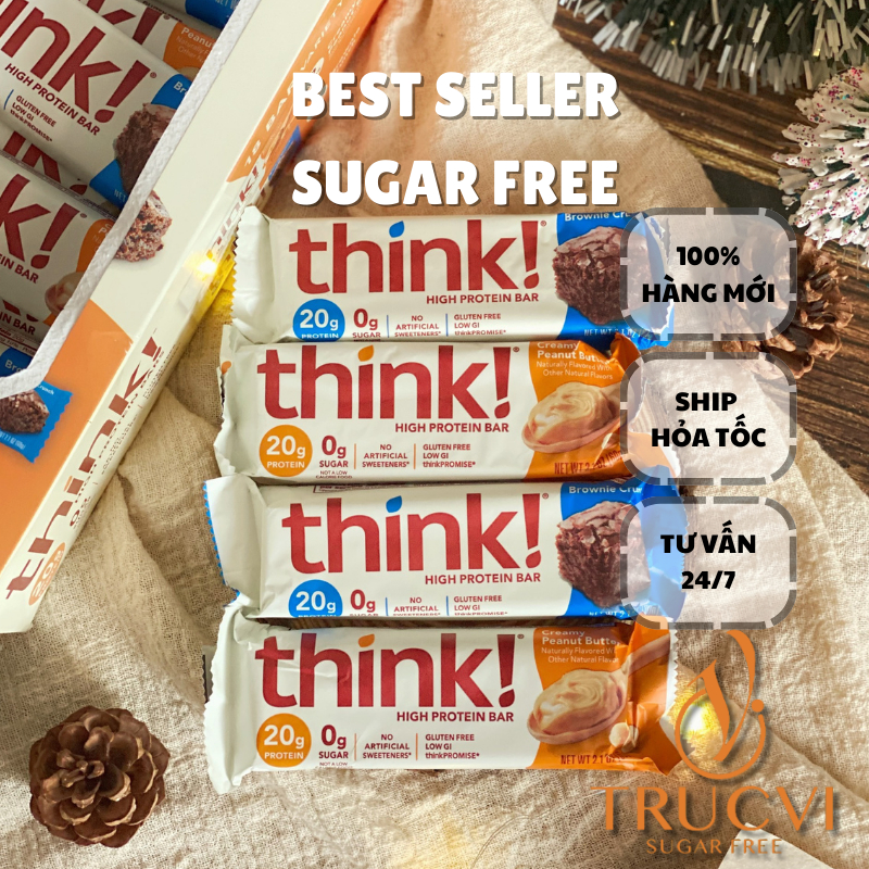 Thanh Protein Bar không đường Think!( gymer, eat clean, keto)