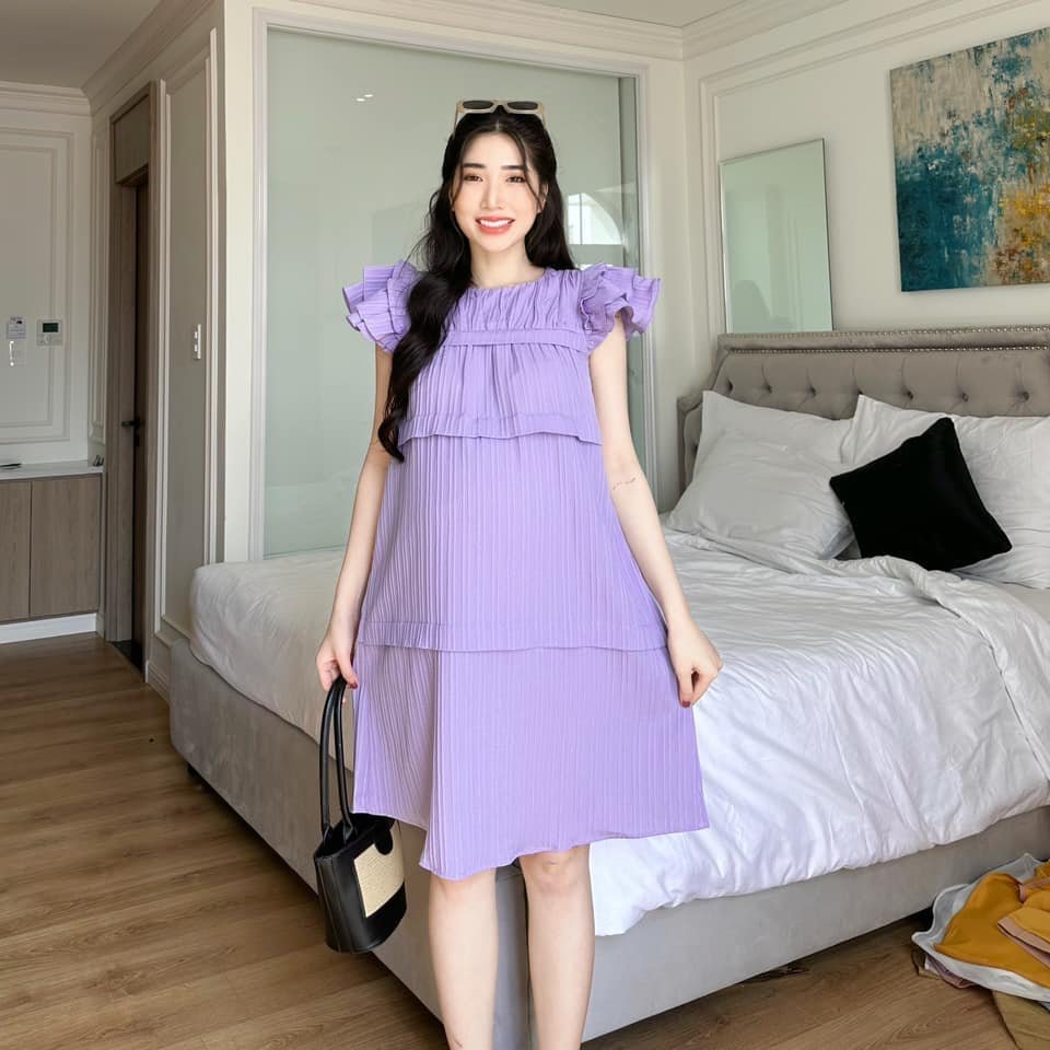 EVERMOM l Đầm bầu Lena tay bèo form babydoll trẻ trung năng động cho mẹ bầu