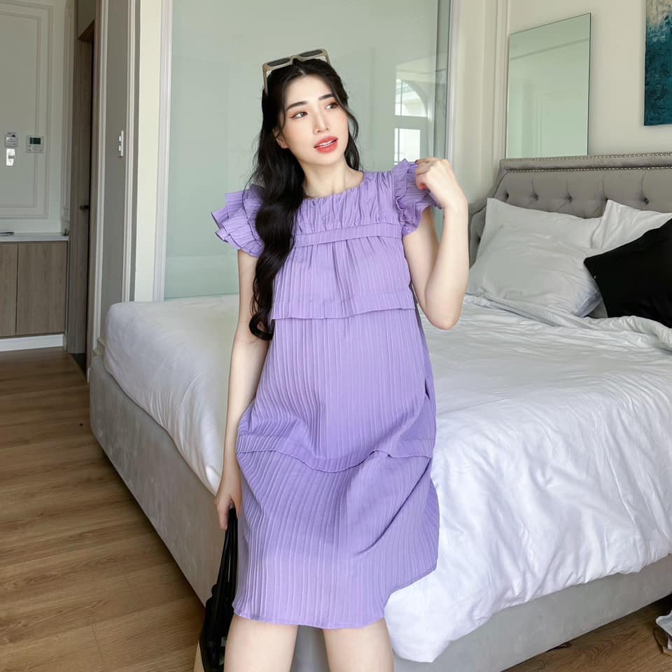 EVERMOM l Đầm bầu Lena tay bèo form babydoll trẻ trung năng động cho mẹ bầu