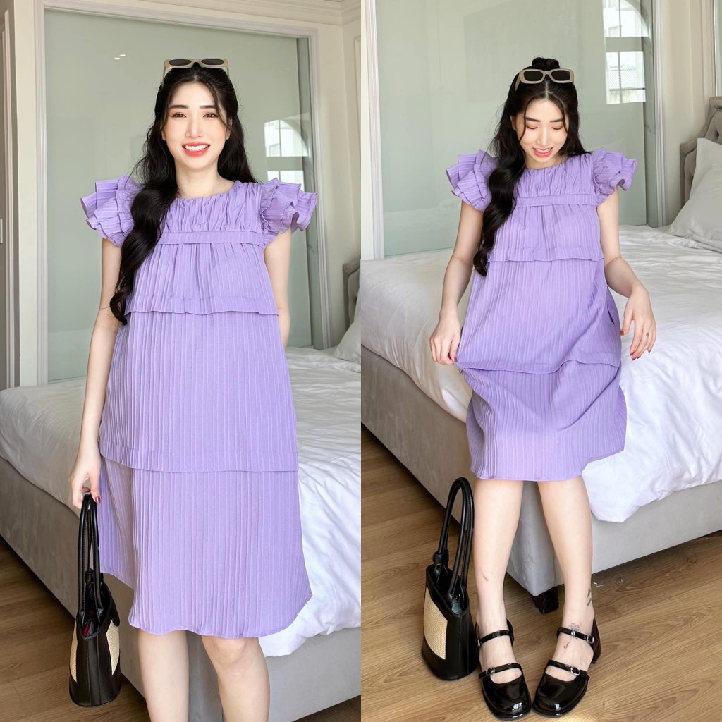 EVERMOM l Đầm bầu Lena tay bèo form babydoll trẻ trung năng động cho mẹ bầu