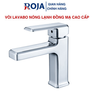 Vòi lavabo đồng mạ crom bóng vòi rửa mặt vuông cao cấp roja