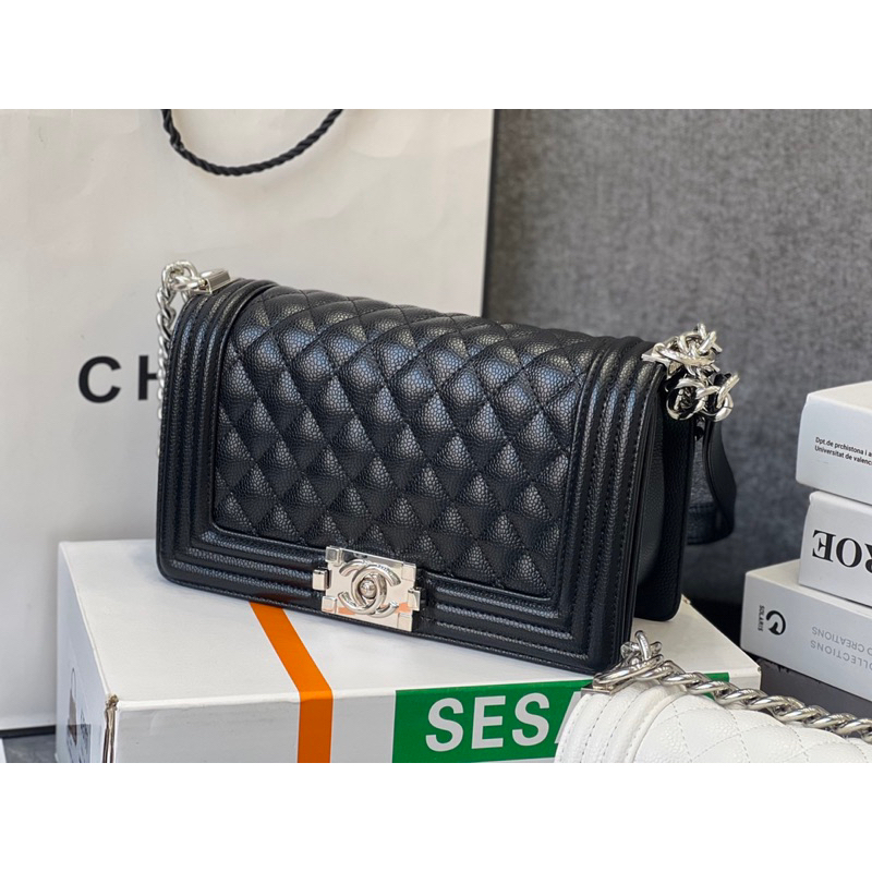 Túi dây xích da hạt khoá vàng-khoá bạc box nam châm