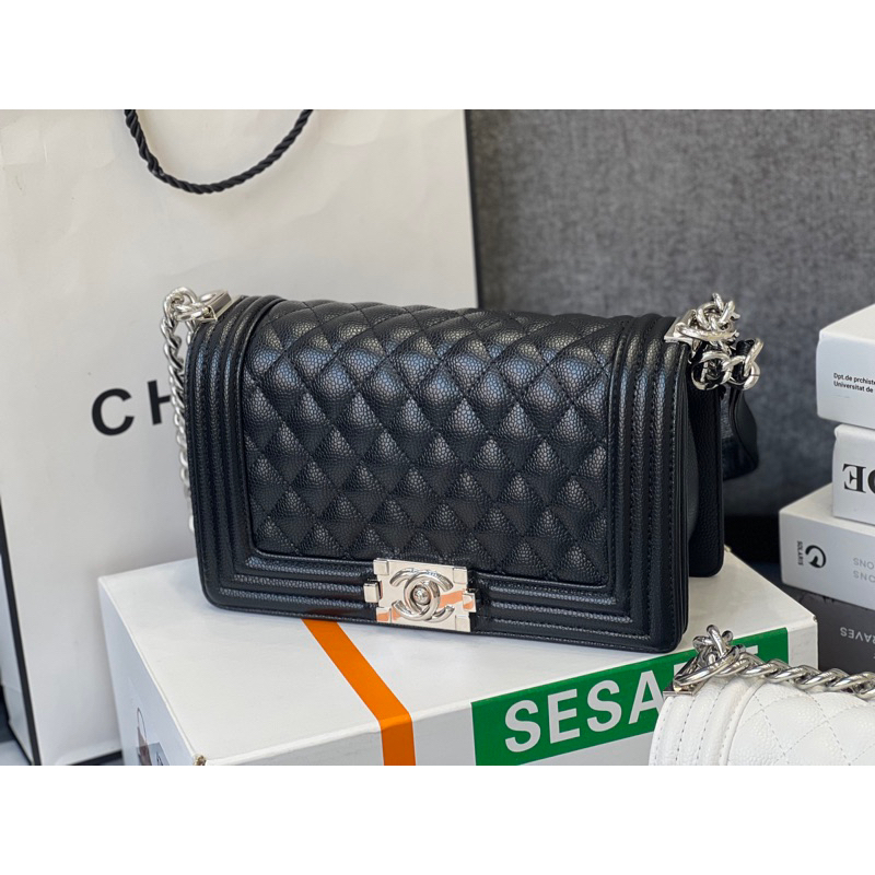 Túi dây xích da hạt khoá vàng-khoá bạc box nam châm