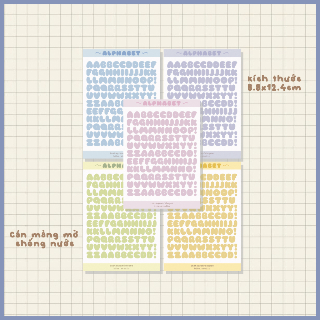 bibe | Alphabet Sticker Sheet | Hình Dán Trang Trí Sổ Planner, Bullet Journal