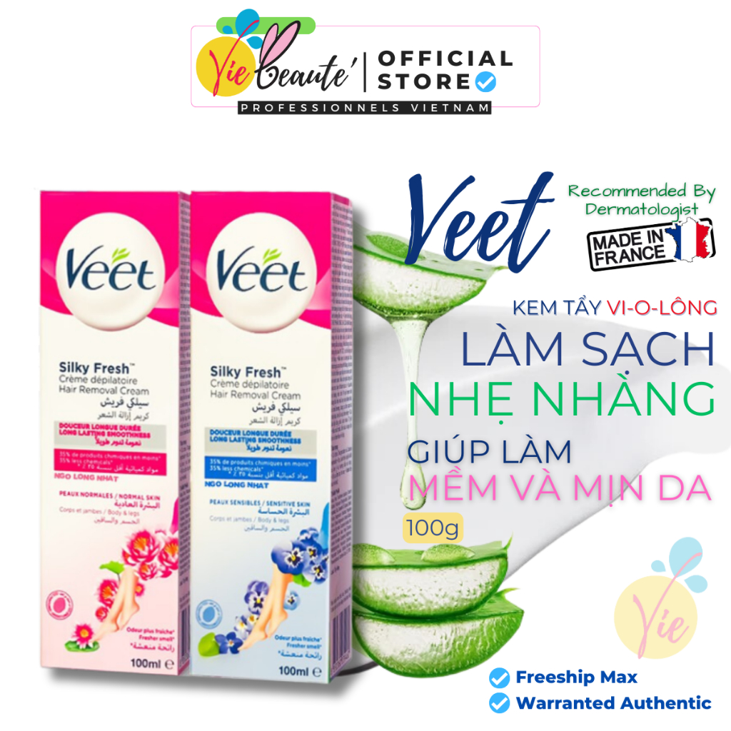 Kem Tẩy Lông VEET Silky Fresh 100ml -  Tẩy Lông VEET cho da nhạy cảm và da khô