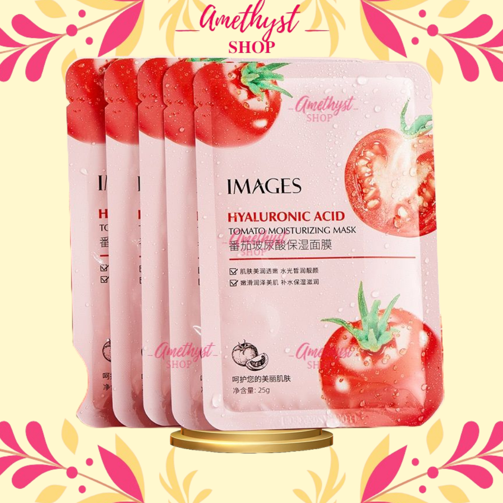 COMBO 20 Miếng Mặt Nạ Cà Chua Images Tomato Hyaluronic Acid Moisturizing Facial Mask Kiềm Dầu, Giảm Mụn, Chống Lão Hóa