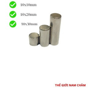 Nam châm viên đất hiếm, nam châm trắng 10x10mm, 10x20mm, 10x30mm