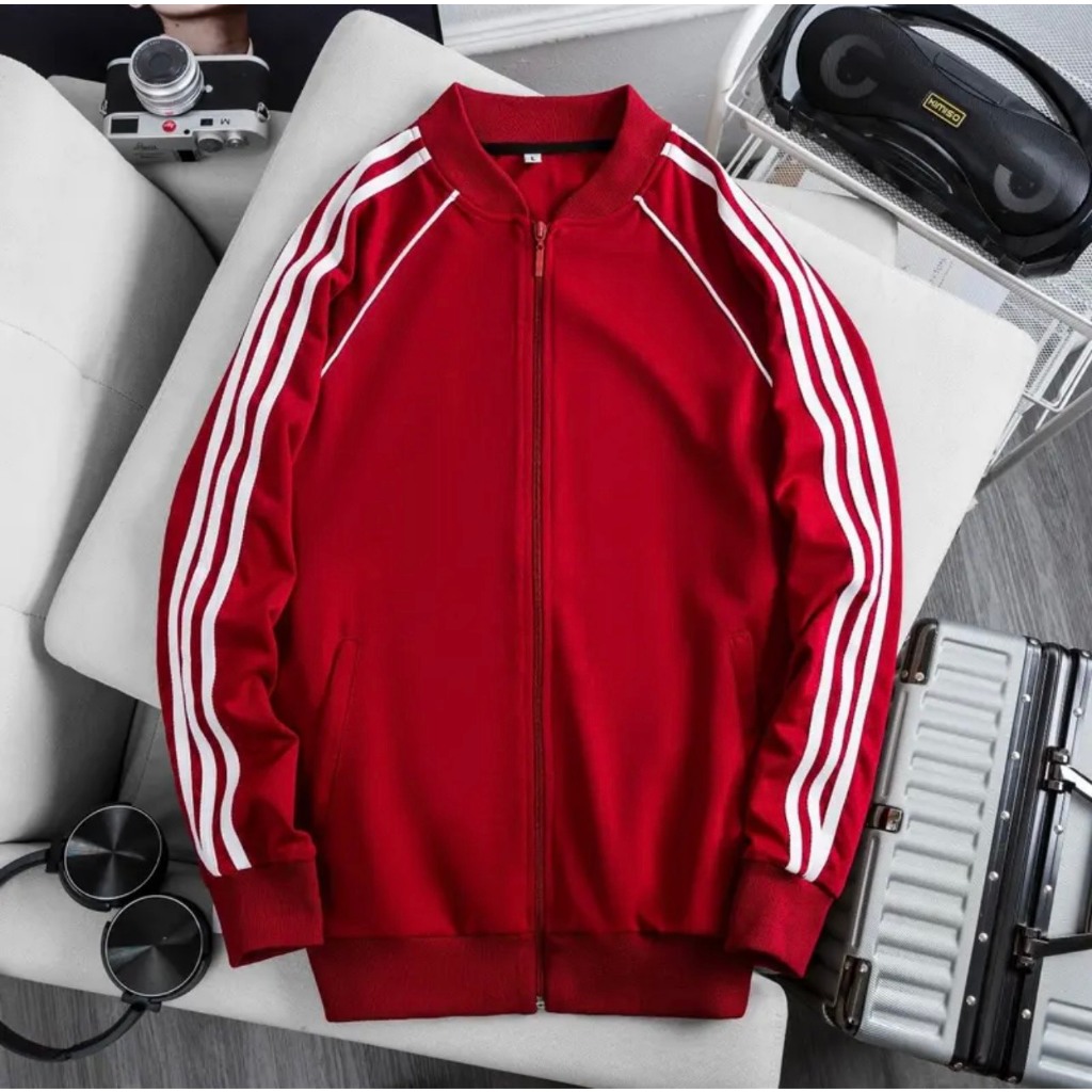 áo khoác adidasss logo thêu tag mác đầy đủ phối viền tay 3 sọc bomber nam nữ chất vải umi co dãn 4 chiều mềm mịn..