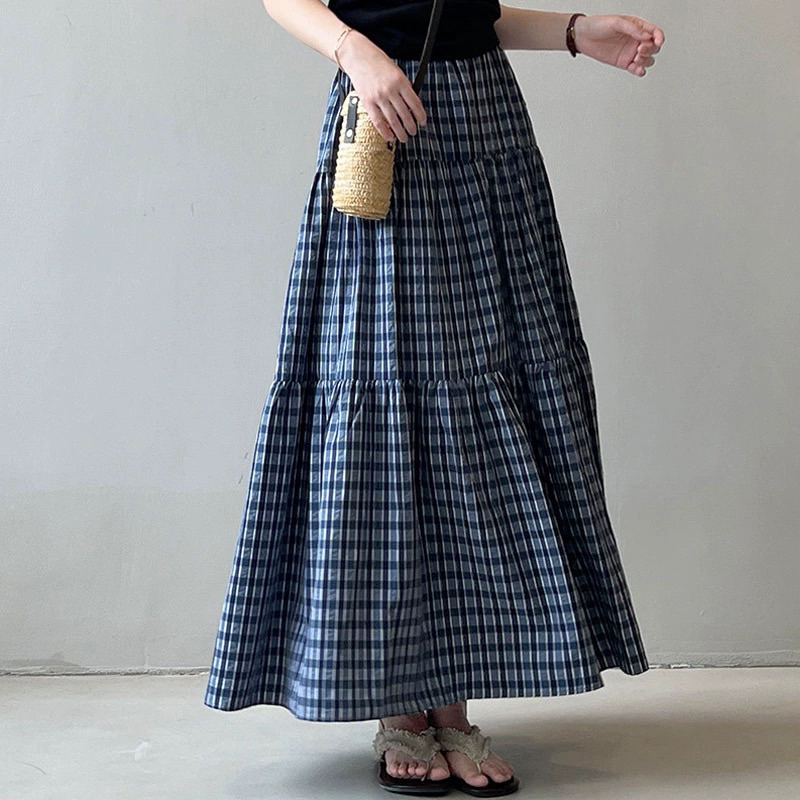 KAYY. Chân váy kẻ dài tầng _ cv2383