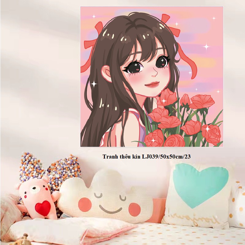 Tranh thêu kín Cô Gái, Tình yêu, hạnh phúc