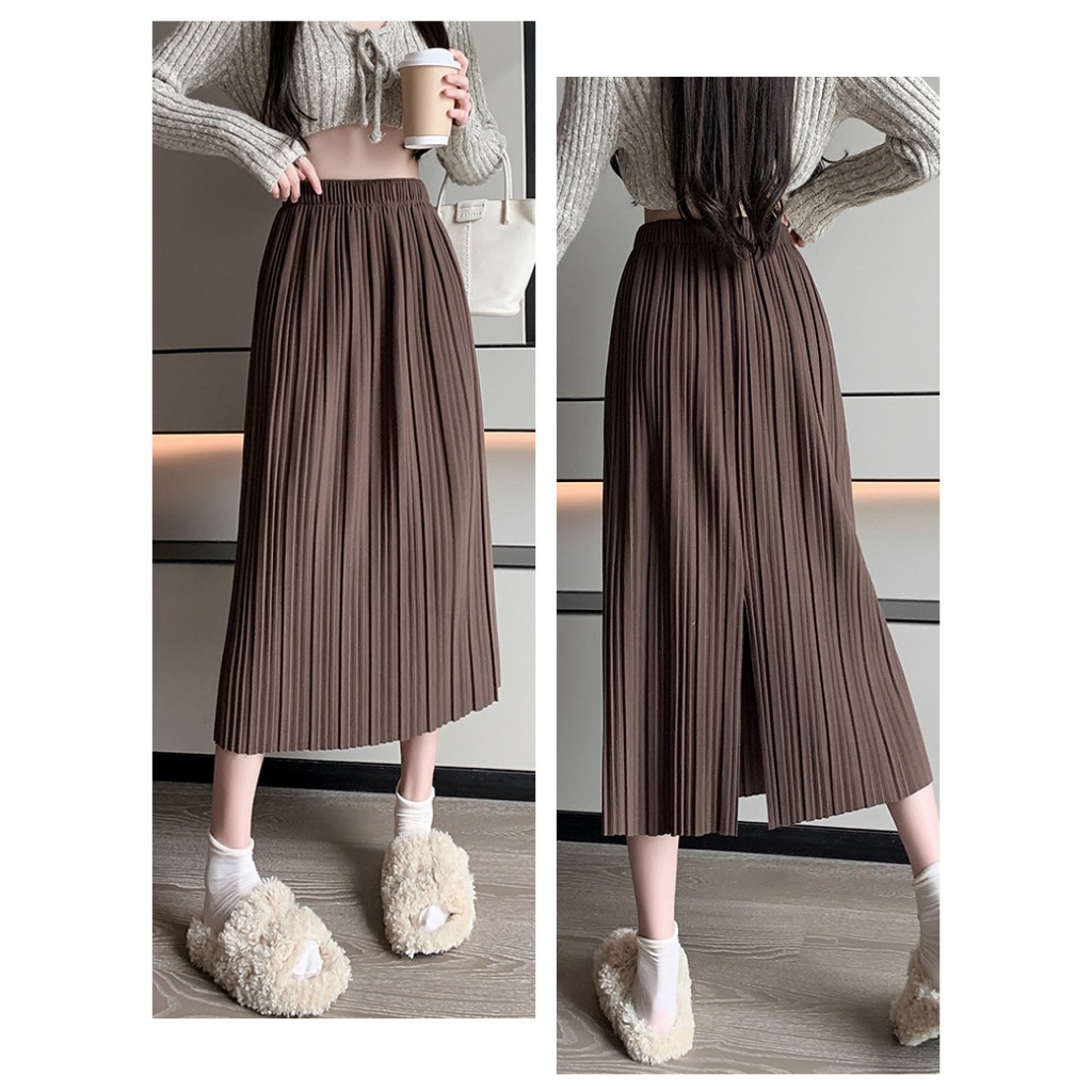 Chân váy nữ, chân váy Midi dáng dài phong cách ulzzang vintage màu trắng kem đen nâu size S M L SKUCV-49C