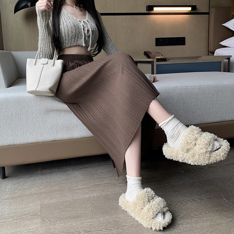 Chân váy nữ, chân váy Midi dáng dài phong cách ulzzang vintage màu trắng kem đen nâu size S M L SKUCV-49C