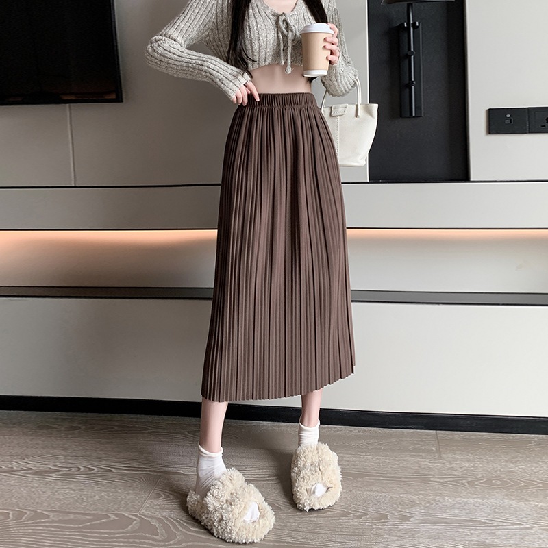 Chân váy nữ, chân váy Midi dáng dài phong cách ulzzang vintage màu trắng kem đen nâu size S M L SKUCV-49C