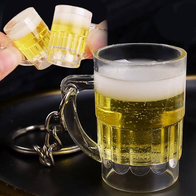 Mô hình cốc bia mini trang trí móc chia khóa, mặt dây truyền độc đáo