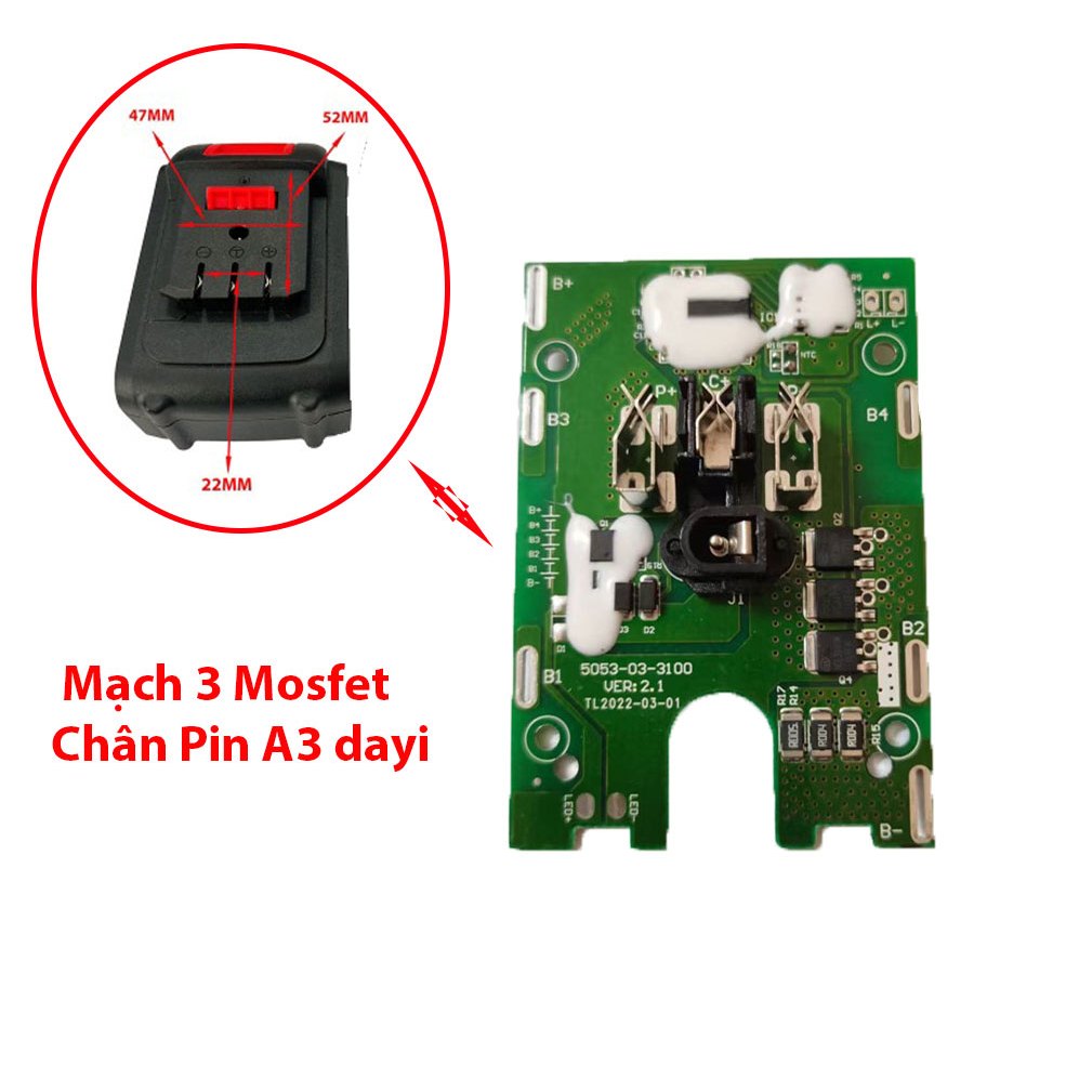 Mạch Pin 5S 21V Dayi A3 3 MOSFET Sạc Xả Và Bảo Vệ Pin Dùng Cho Pin- HTB