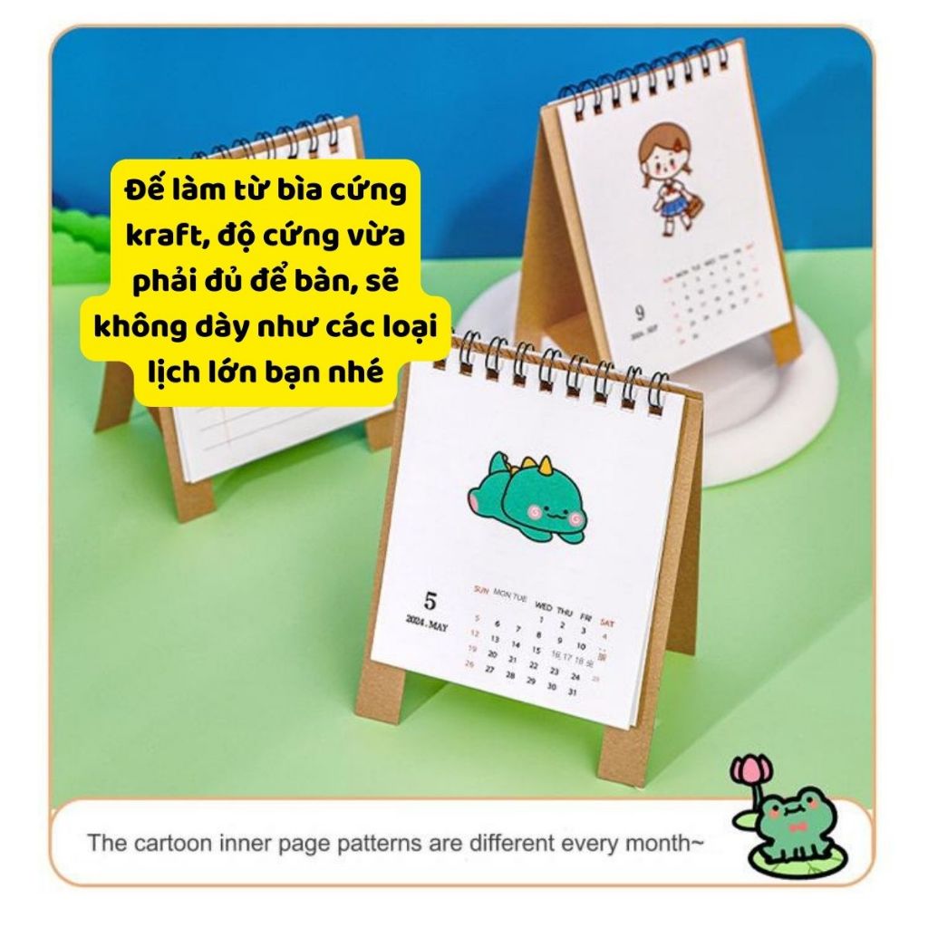 Lịch mini 2024 dễ thương hoạt hình