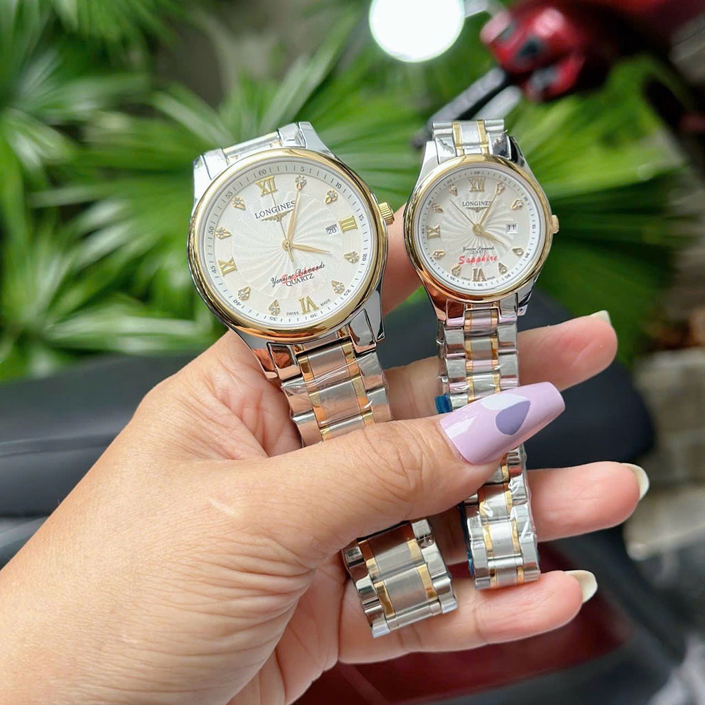 Đồng hồ nam nữ longines mặt tròn dây thép đúc, khoá bấm, kinh shaphire cao cấp, sang trọng, chống nước, bảo hành 12tháng