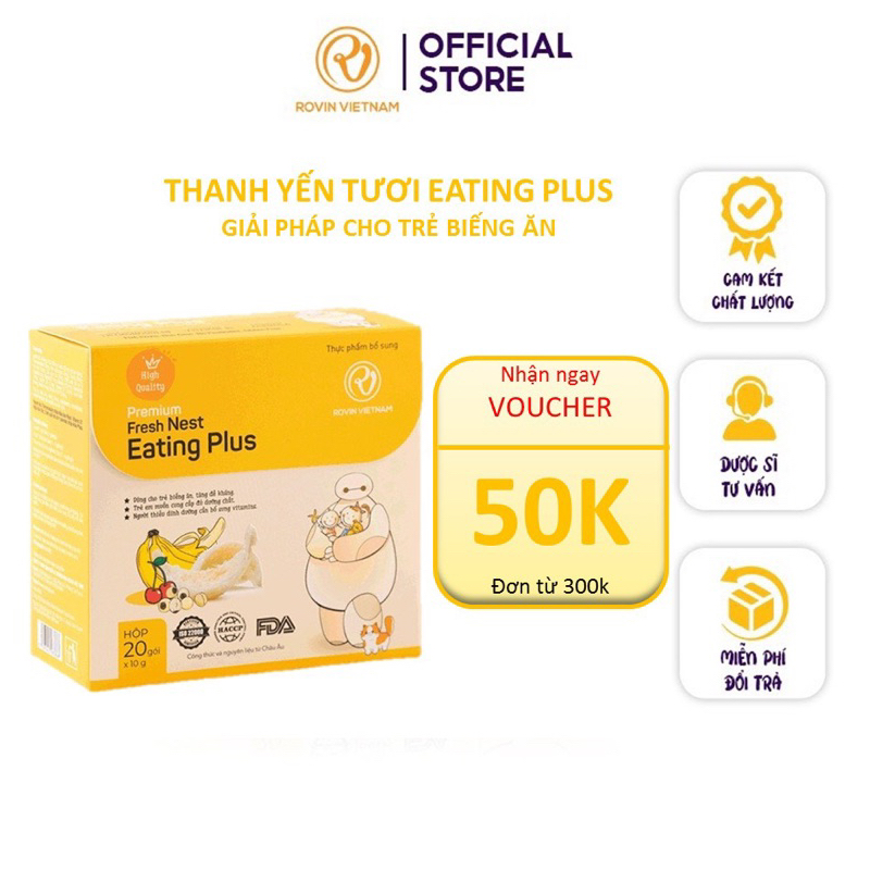 Thanh Yến Tươi Eating Plus Hộp 20 gói Giúp Trẻ Hết Biếng Ăn, Tăng Sức Đề Kháng - Rovin VietNam