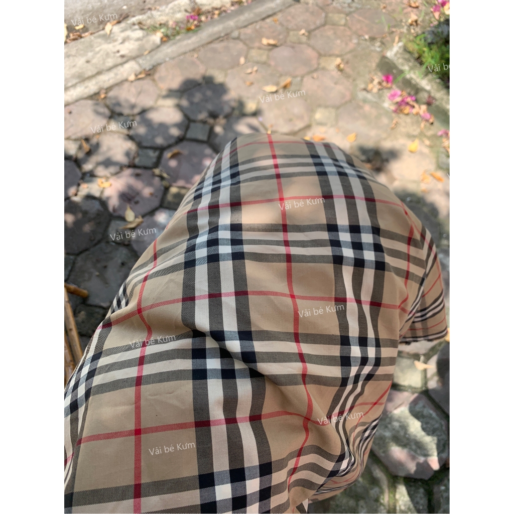 Vải thô cotton họa tiết kẻ caro may đồ cho bé 021