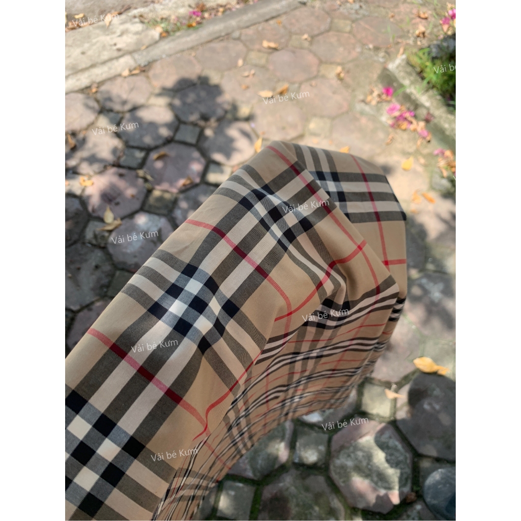 Vải thô cotton họa tiết kẻ caro may đồ cho bé 021