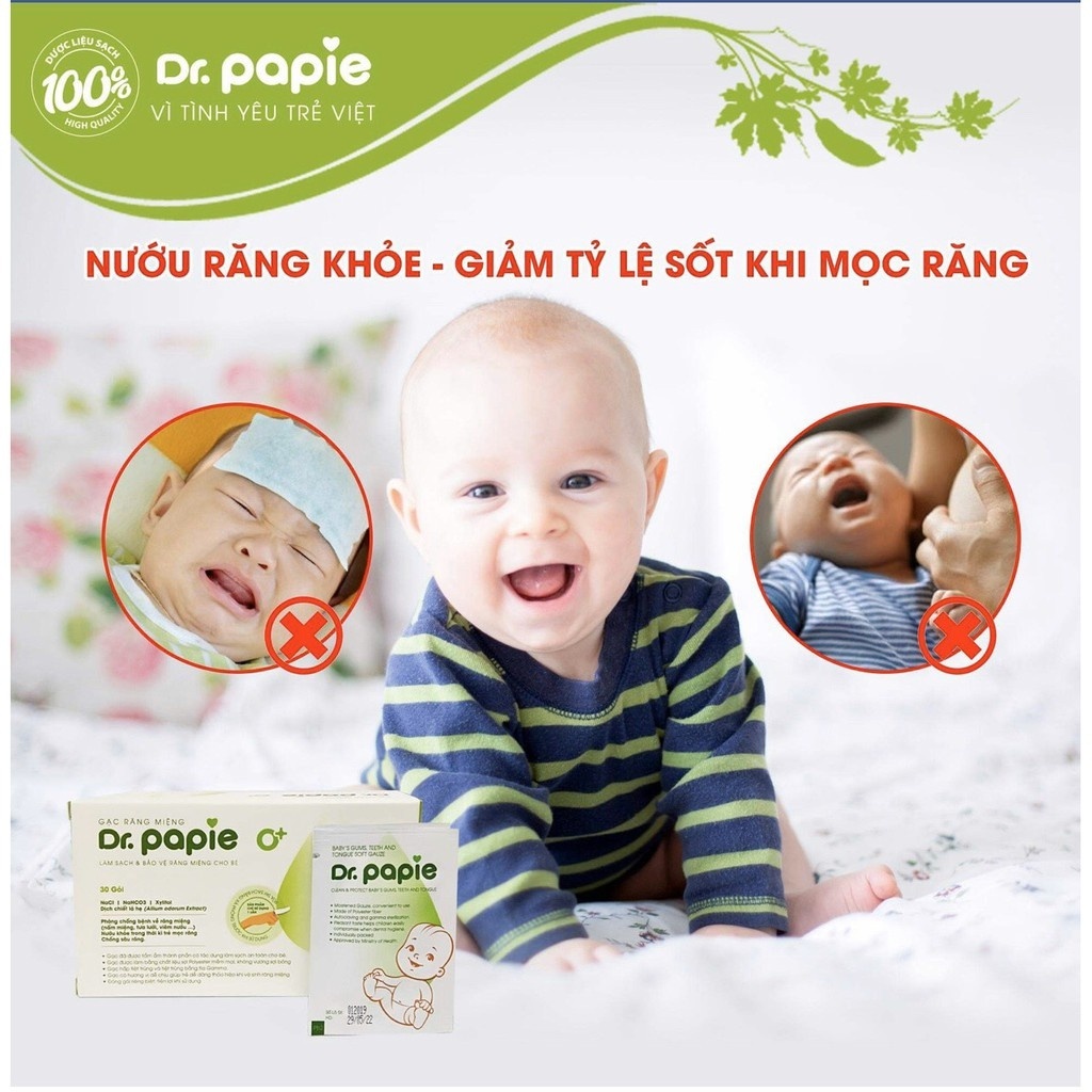 Gạc Rơ Lưỡi Dr.Papie Tiêu Chuẩn 5SAO, Làm Sạch Răng, Lưỡi, Nướu và Khoang Miệng Cho Bé