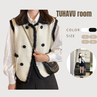 Áo khoác gile dạ tweed, Áo khóac dạ sát nách phong cách hàn quốc