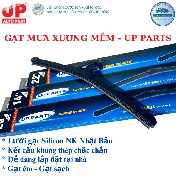 Gạt mưa ô tô ISUZU mu-X đời 2013-2023 Xương mềm Silicone UP PARTS CHÍNH HÃNG.