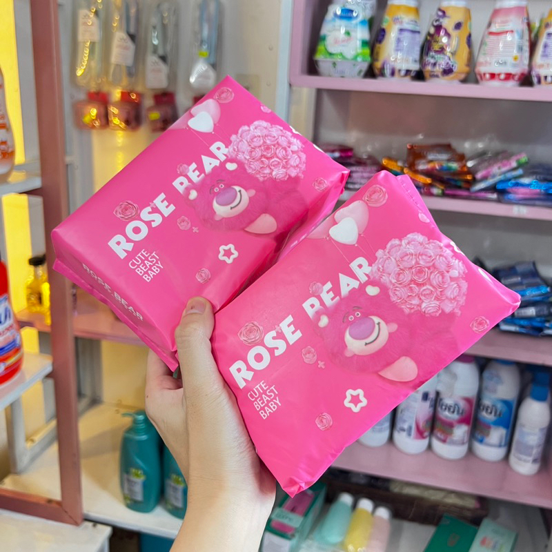 Gói 50 Khăn lau mặt khô dùng một lần dạng rút, chất liệu cotton - Rose Bear