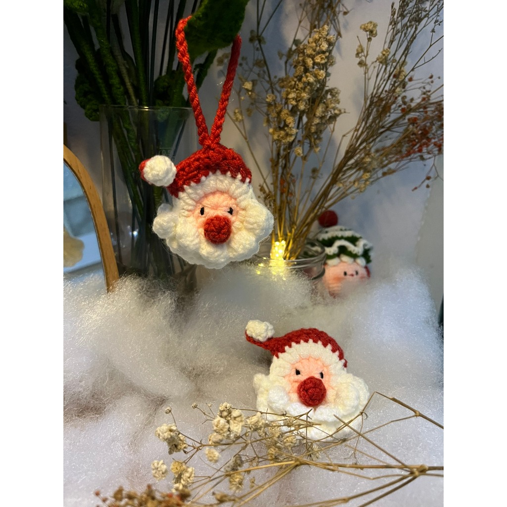 Ông già Noel bằng len handmade trang trí giáng sinh, làm móc khóa