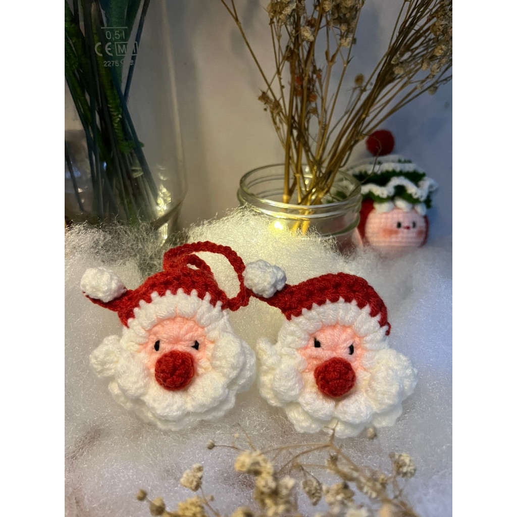 Ông già Noel bằng len handmade trang trí giáng sinh, làm móc khóa