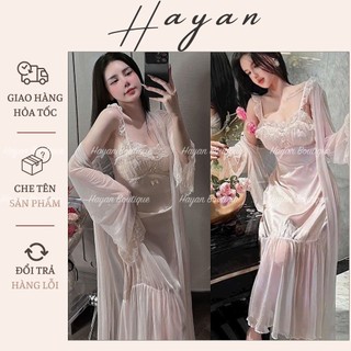  HT850 Set váy ngủ và áo choàng 2s cánh tiên kèm ĐỆM LÓT dáng dài tiểu thư tay loe gợi cảm HT850 