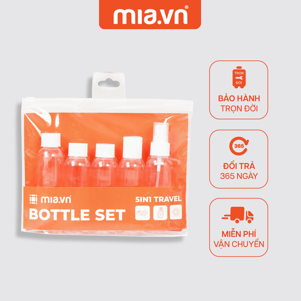 Bộ chiết mỹ phẩm du lịch MIA 5in1 Travel Bottle Set S Orange