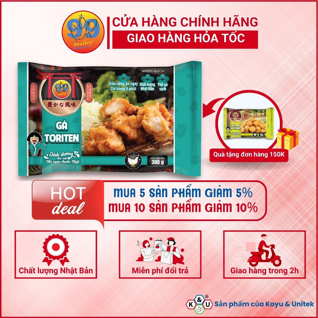Gà Toriten Thịt Gà Phi Lê Tẩm Bột Trứng 99POULTRY Gói 300gr