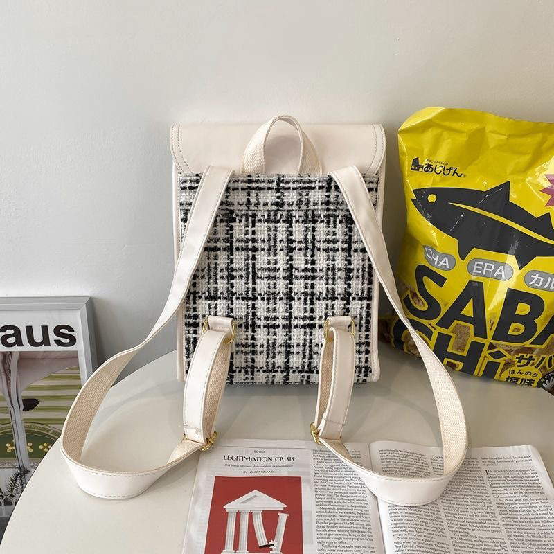 BLN49D2907 BALO NỮ VINTAGE Balo HỌC SINH VẢI DẠ TWEED ULZZANG HÀN QUỐC