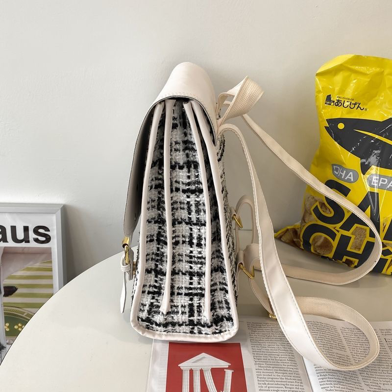 BLN49D2907 BALO NỮ VINTAGE Balo HỌC SINH VẢI DẠ TWEED ULZZANG HÀN QUỐC