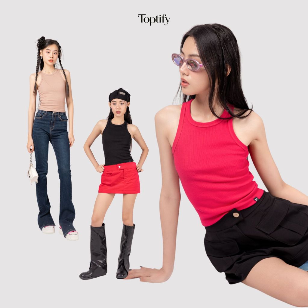 Áo ba lỗ nữ dáng dài dây mảnh TOPTIFY lưng khoét sâu Hadley Top AC80