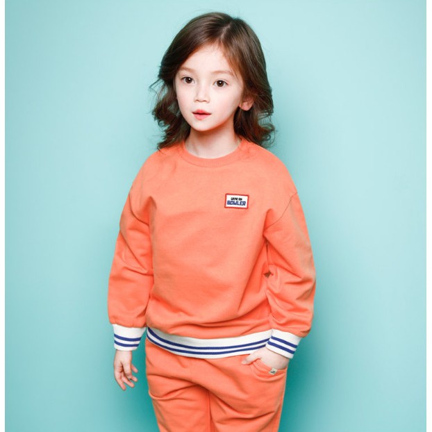 Áo nỉ da cá trơn phối gấu kẻ bé trai bé gái Jelis. HA2616