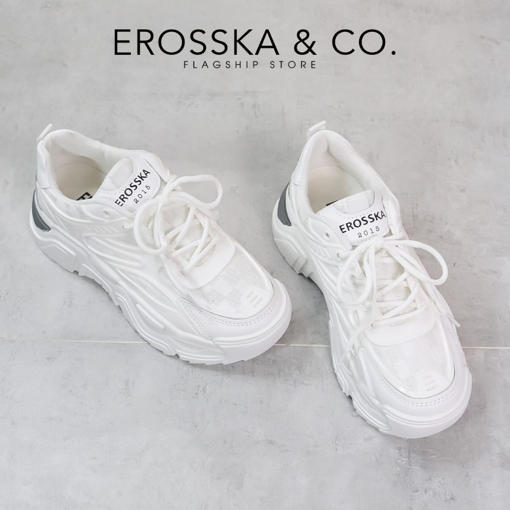 Erosska - Giày sneaker nữ đế độn thời trang năng động màu trắng - GS027