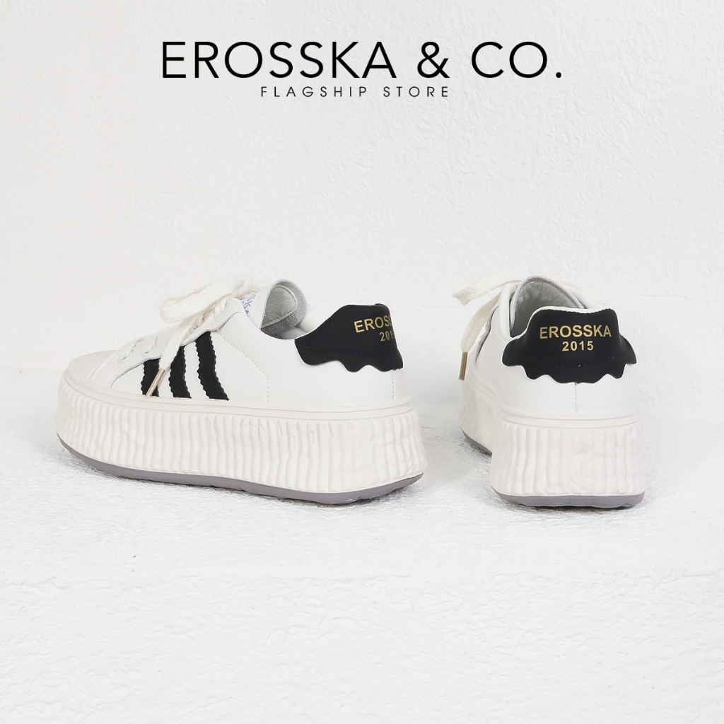 Erosska - Giày thể thao nữ thời trang đế bánh mì phong cách cá tính năng động màu trắng - GS030