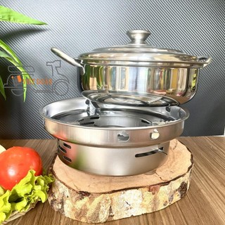 (Mẫu mới) Bộ Bếp Cồn INOX / Nồi Lẩu Chất liệu INOX dày. Combo bộ bếp cồn nồi lẩu chuyên cho quán ăn nhà hàng và gia đình