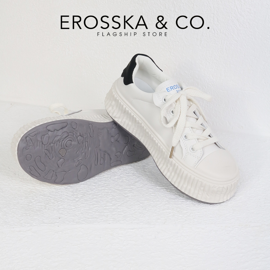 Erosska - Giày thể thao nữ thời trang đế bánh mì phong cách cá tính năng động màu trắng - GS030
