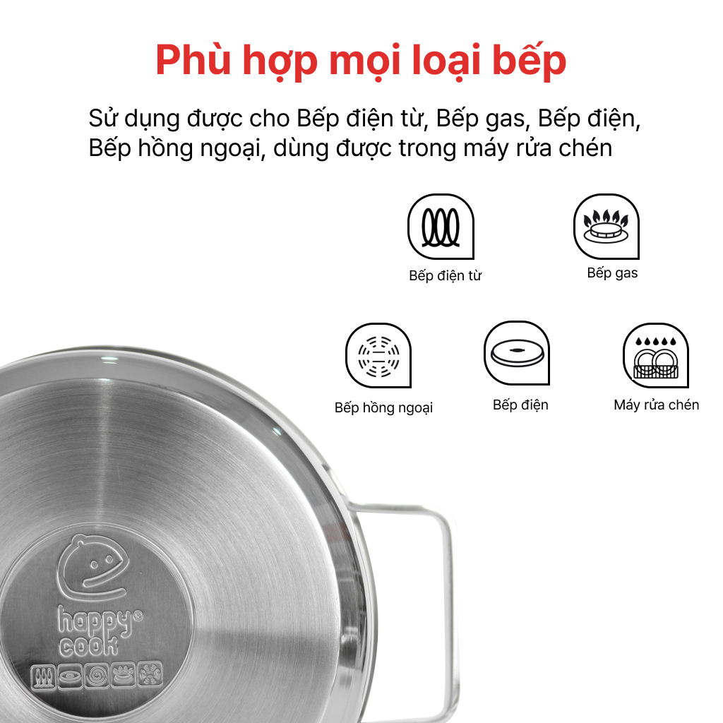 Bộ nồi Inox cao cấp 3 đáy Milan XP HAPPYCOOK, HC06-MLXP