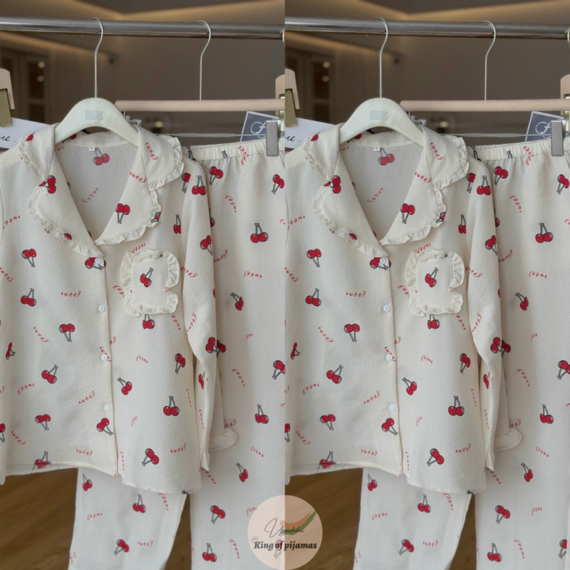 PIJAMAS/BỘ Mặc nhà cổ bèo chất xốp XINH XỈU DỄ MẶC TAY DÀI QUẦN DÀI