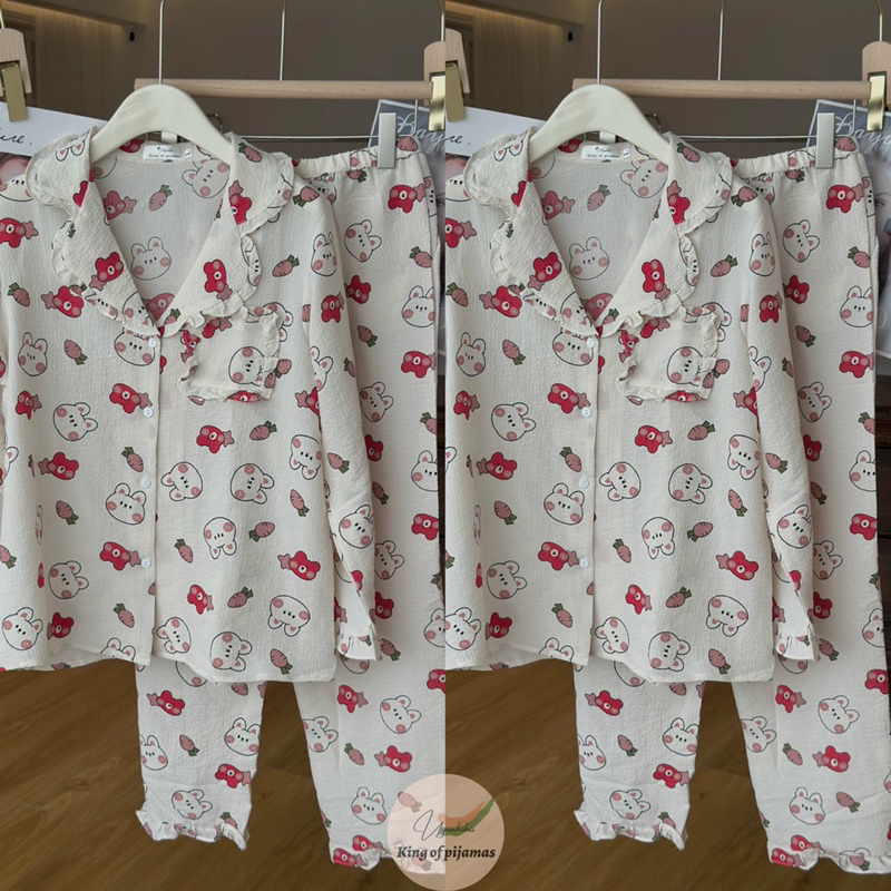 PIJAMAS/BỘ Mặc nhà cổ bèo chất xốp XINH XỈU DỄ MẶC TAY DÀI QUẦN DÀI