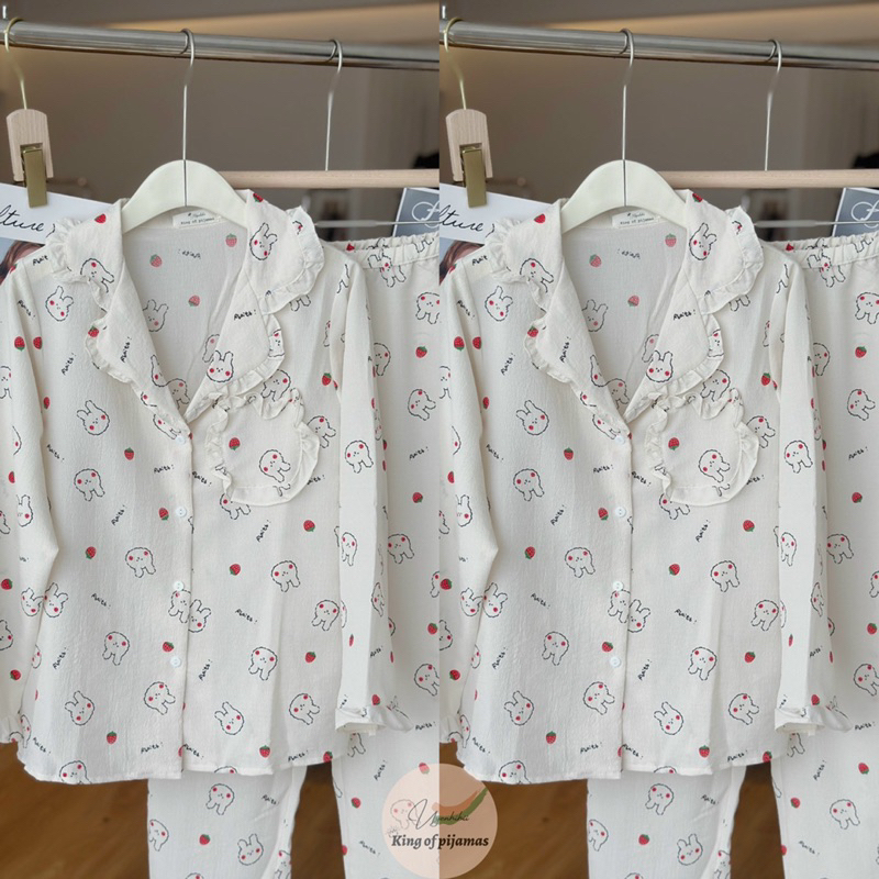 PIJAMAS/BỘ Mặc nhà cổ bèo chất xốp XINH XỈU DỄ MẶC TAY DÀI QUẦN DÀI