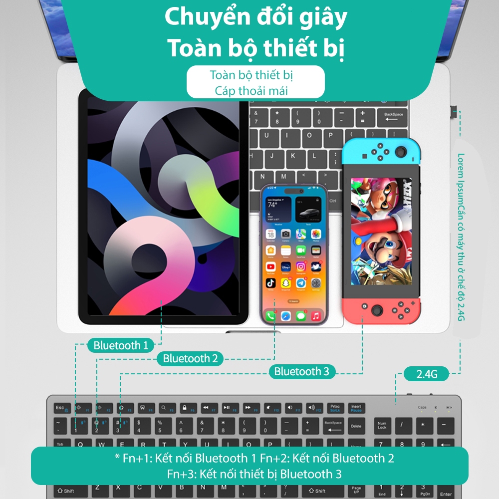 Bàn phím Goojodoq Modus Bluetooth 3 102 phím Bàn phím chuột không dây dành cho Macbook Laptop Máy tính để bàn