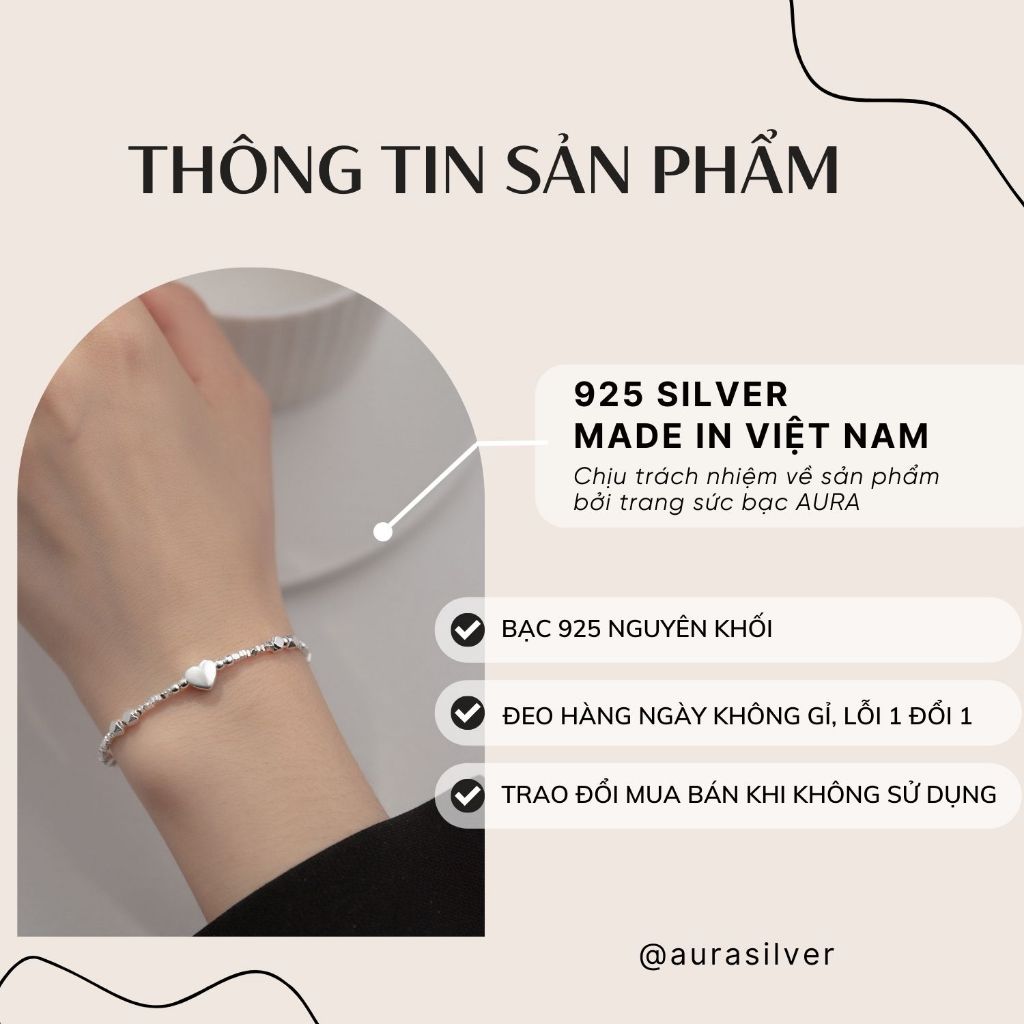 Vòng tay bạc nữ 925 lắc tay Lalin-Aura Silver-LT35